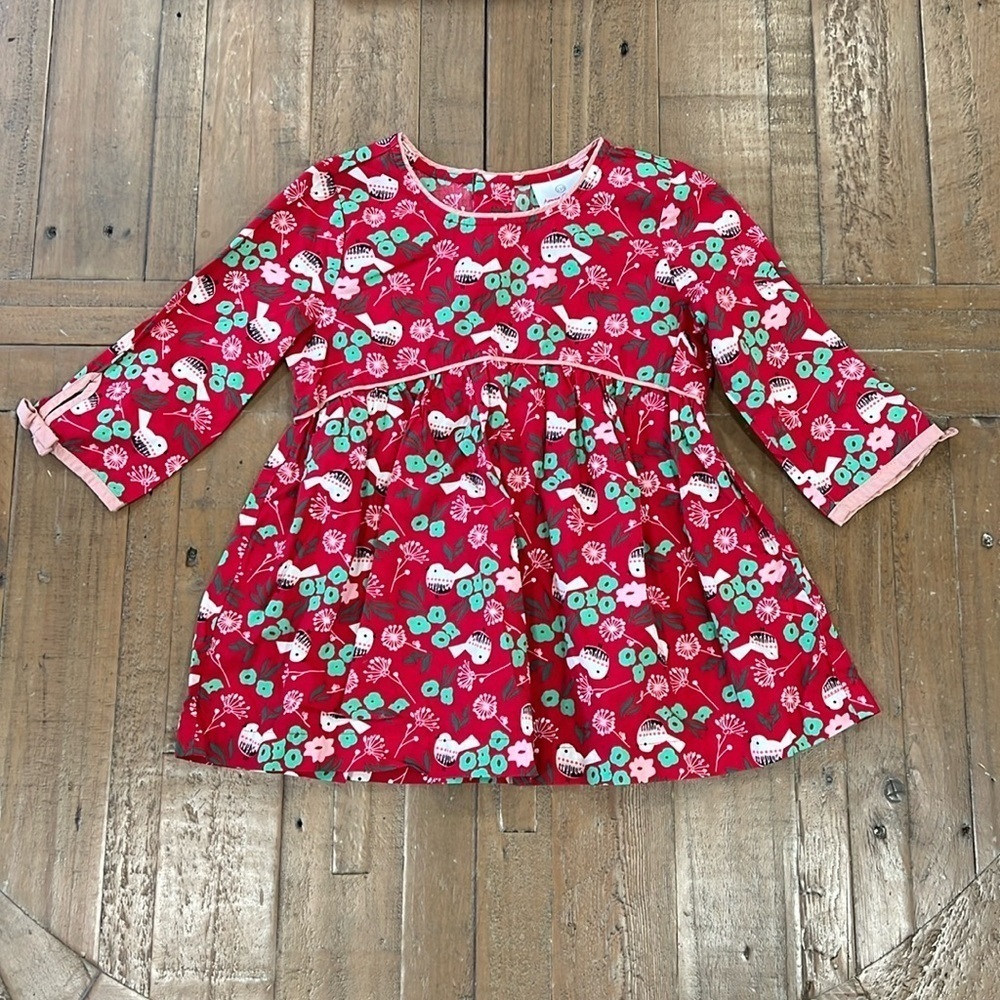 Hanna andersson bird print red peplum top